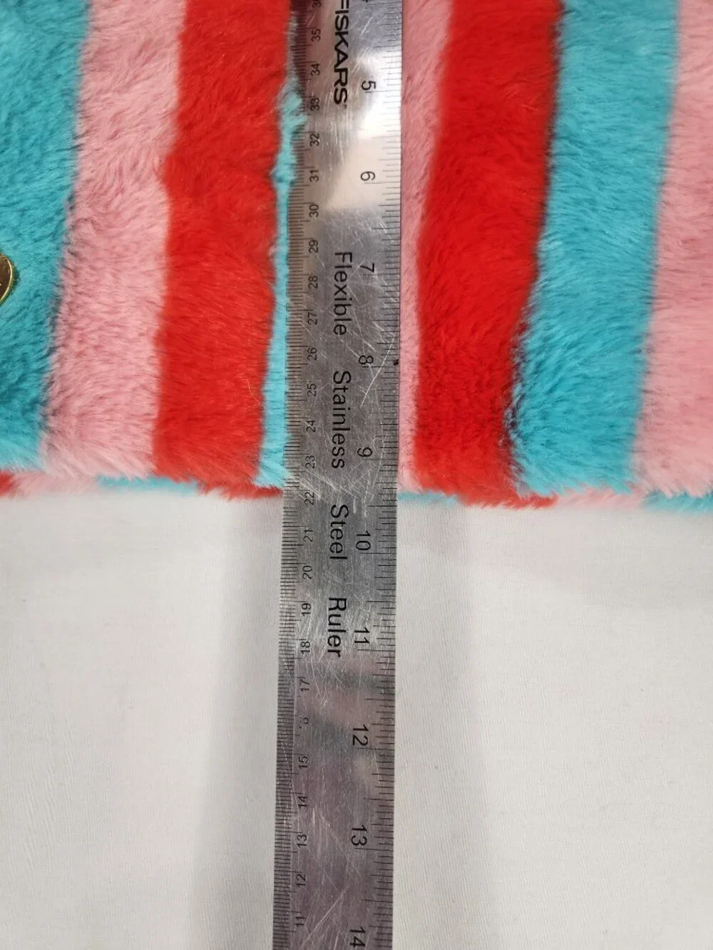Juicy Couture Kids Winter Striped Snood Scarf Faux Fur Blue Pink Red